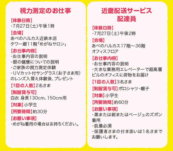 こどもお仕事体験、あべのハルカス近鉄本店