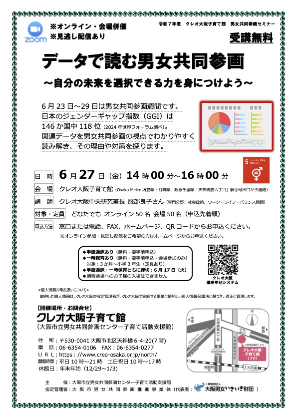 男女共同参画、クレオ大阪子育て館