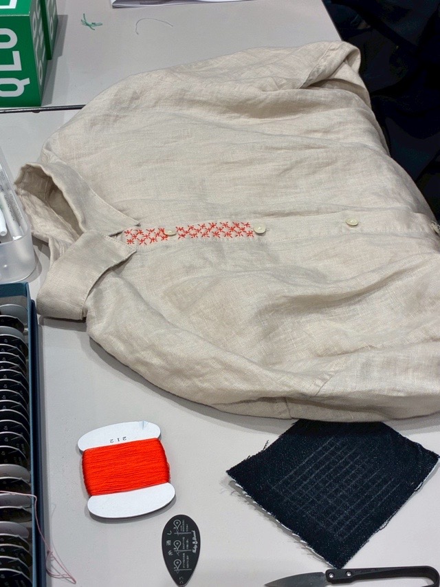 刺し子 ワークショップ、手縫い、刺繍、ハギレ、リペア RE.UNIQLO STUDIO、リペアサービス、刺繍機、カスタマイズ ユニクロ リサイクル、ダウン回収、国際リペアデー