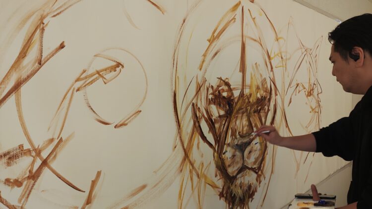 ライブペインティング、大丸梅田店