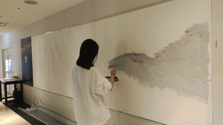 ライブペインティング、大丸梅田店