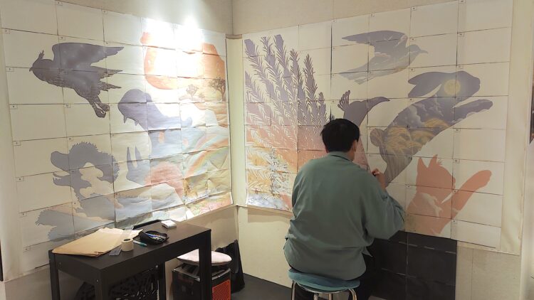 ライブペインティング、大丸梅田店