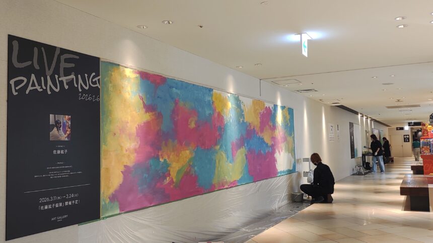 ライブペインティング、大丸梅田店