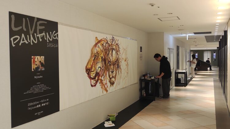 ライブペインティング、大丸梅田店