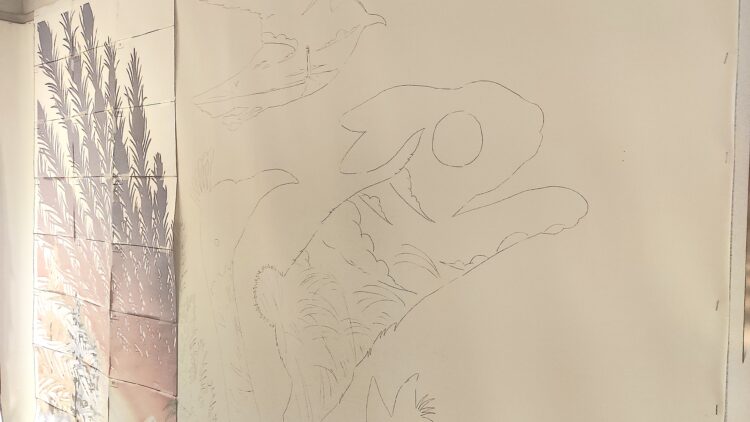 ライブペインティング、大丸梅田店