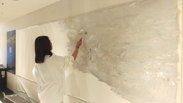 ライブペインティング、大丸梅田店