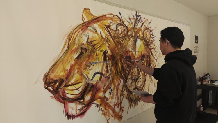 ライブペインティング、大丸梅田店