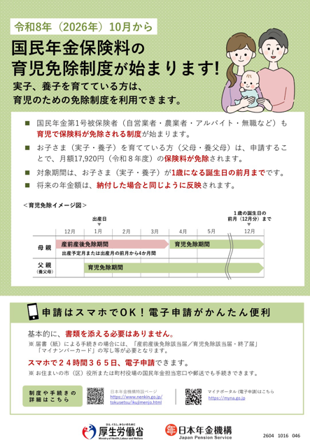 国民年金保険　育児免除制度　解説
